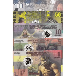 Greek Mythology, 1-5-10-50-100 Apaxmi, 2017, UNC, (Total 5 banknotes)