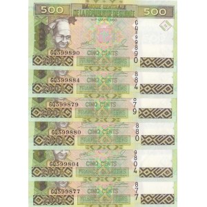 Guinee, 500 Francs Guinees, 1960, UNC, p39, (Total 6 banknotes)
