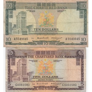 Hong Kong, 5 Dollar and 10 Dollars, 1970-1975, VF, p73a / p74a