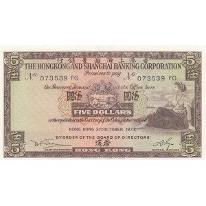 Hong Kong, 5 Dollars, 1973, UNC, p181f