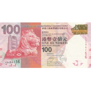 Hong Kong, 100 Dollars, 2010, UNC, p214a