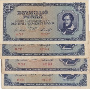 Hungary, 1.000.000 Pengo, 1945, FINE- VF, p122, (Total 5 banknotes)
