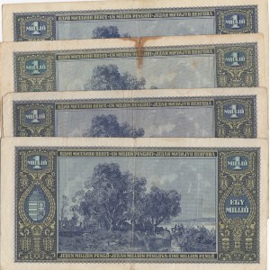 Hungary, 1.000.000 Pengo, 1945, FINE- VF, p122, (Total 5 banknotes)