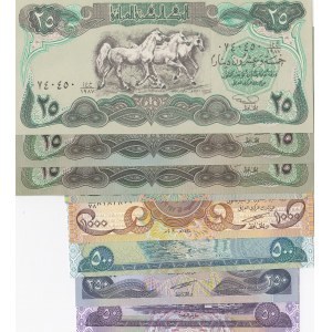 Iraq, 1 Dinar, 50 Dinars, 25 Dinars (4), 500 Dinars, 1000 Dinars, 1979-1980, AUNC / UNC, (Total 8 banknotes)