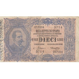 Italy, 10 Lire, 1888-1925, VF (+), p20