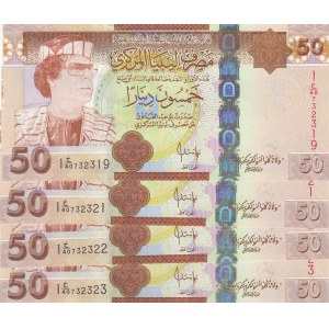 Libya, 50 Dinars, 2008, UNC, p75, (Total 4 bankotes)