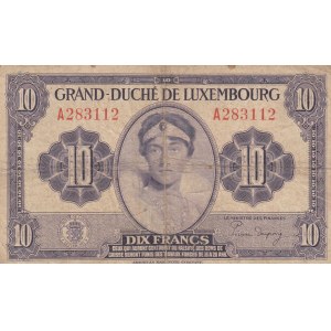 Luxembourg, 10 Francs, 1944, FINE, p44