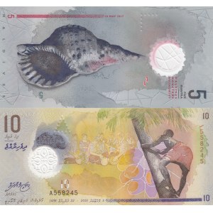 Maldives, 5 and 10 Rufiyaa, 2015-2017, UNC, (Total 2 banknotes)