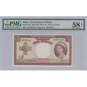 Malta, 1 Dollar, 1954, AUNC, p24b