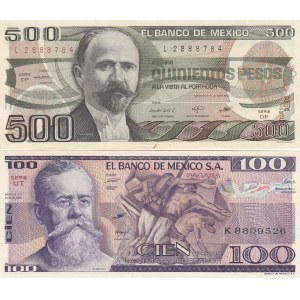 Mexico, 100 Pesos and 500 Pesos, 1982-1983, UNC, p74c / p79a, (Total 2 banknotes)