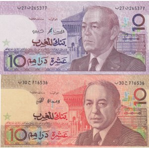 Morocco, 10 Dirhams (2), 1987-1991, XF / UNC, p60b / 63b, (Total 2 banknotes)