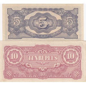 Myanmar, 5 Rupees and 10 Rupees, 1942-1944, XF / AUNC, p15 / p16, (Total 2 banknotes)