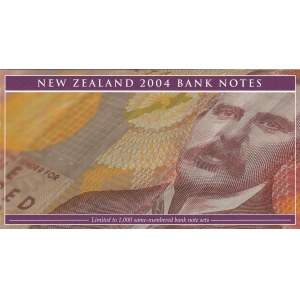 New Zealand, 5-10-20-50-100 Pounds, 2004, UNC, p185-p186-p187-p188-p189, FOLDER, (Total 5 banknetes)