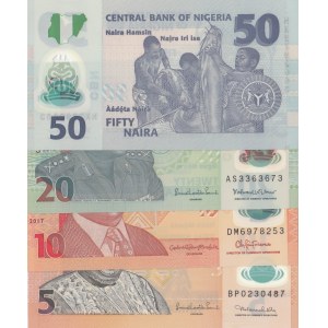Nigeria, 5 Naira, 10 Naira, 20 Naira and 50 Naira, 2011-2017, UNC, (Total 4 banknotes)