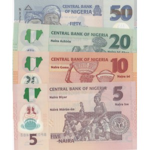Nigeria, 5 Naira, 10 Naira, 20 Naira and 50 Naira, 2011-2017, UNC, (Total 4 banknotes)