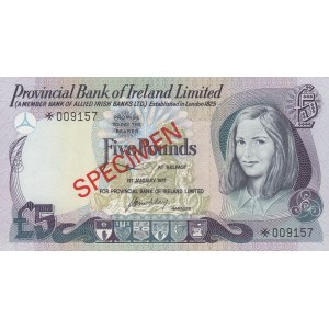 Northern Ireland, 5 Pounds, 1977, UNC, p248, SPECIMEN