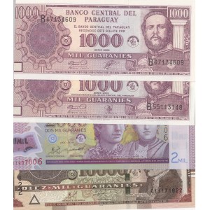Paraguay, 1000 Guaranies (2), 2000 Guaranies, 10.000 Guaranies, 2002 / 2011 / 1995, UNC, p221 / p228 /p216, (Total 4 banknotes)