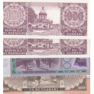 Paraguay, 1000 Guaranies (2), 2000 Guaranies, 10.000 Guaranies, 2002 / 2011 / 1995, UNC, p221 / p228 /p216, (Total 4 banknotes)