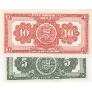 Peru, 5 Soles de Oro and 10 Soles de Oro, 1965-1966, UNC, p83/ p84, (Total 2 banknotes)