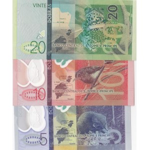 Saint Thomas and Prince, 5 Dobras, 10 Dobras and 20 Dobras, 2016-2017, UNC, (Total 3 banknotes)