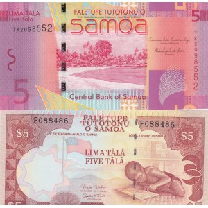 Samoa, 5 Tala (2), 2002/ 2014, UNC, p33 / p38b, (Total 2 banknotes)