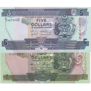 Solomon Islands, 2 Dollars and 5 Dollars, 2009-2011, UNC, (Total 2 banknotes)