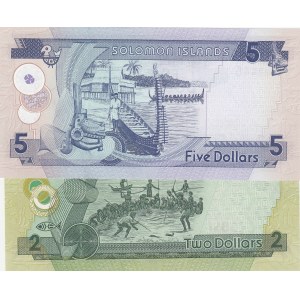 Solomon Islands, 2 Dollars and 5 Dollars, 2009-2011, UNC, (Total 2 banknotes)