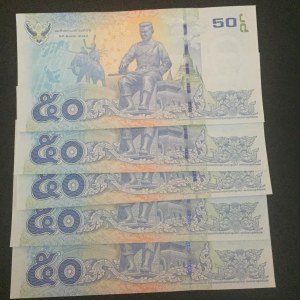 Thailand, 50 Baht (5), 2017, UNC, pNew, (Total 5 banknotes)