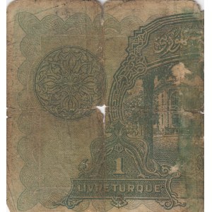 Turkey, 1 Livre, 1927, POOR, p119