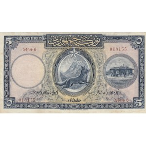 Turkey, 5 Livre, 1927, VF (+), p120