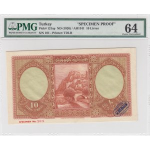 Turkey, 10 Livre, 1927, UNC, p121, SPECIMEN PROOF