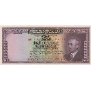 Turkey, 2 1/2 Lira, 1947, AUNC, p140