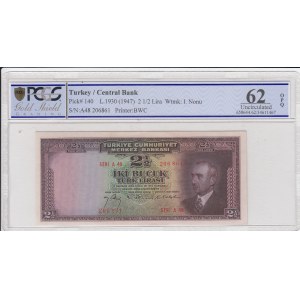 Turkey, 2,5 Lira, 1947, UNC, p140