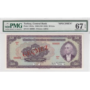 Turkey, 50 Lira, 1947, UNC, p143a, SPECIMEN