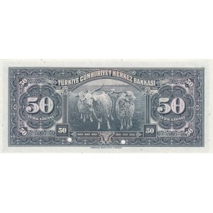 Turkey, 50 TL, 1947, UNC, p143a, COLOR TRİAL SPECIMEN