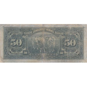 Turkey, 50 Lira, 1947, POOR, p142A