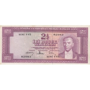 Turkey, 2 1/2 Lira, 1957, ÇOK ÇOK TEMİZ , p152