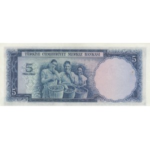 Turkey, 5 Lira, 1952, AUNC, p154