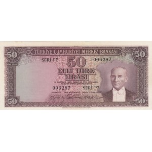 Turkey, 50 Lira, 1956, XF / AUNC, p164,