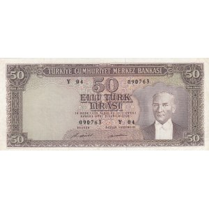 Turkey, 50 Lira, 1971, XF, P187a