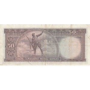 Turkey, 50 Lira, 1971, VF, p187a