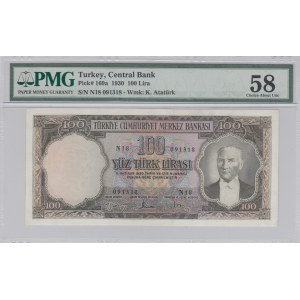 Turkey, 100 Lira, 1958, AUNC (+), p169