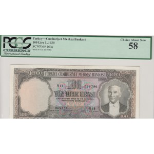 Turkey, 100 Lira, 1958, AUNC (+), p169