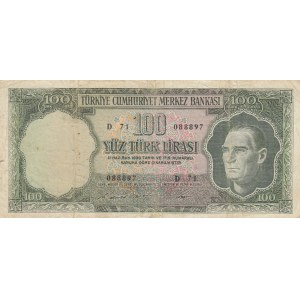 Turkey, 100 Lira, 1969, FINE, p182