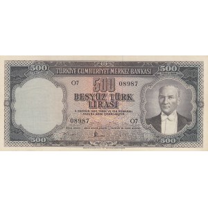 Turkey, 500 Lira, 1959, XF, p171