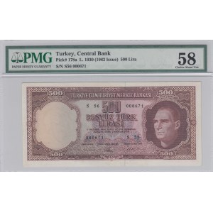 Turkey, 500 Lira, 1962, AUNC (+), p178