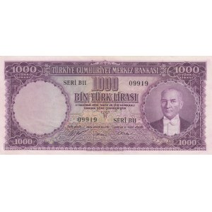 Turkey, 1000 Lira, 1953, XF / AUNC, p172