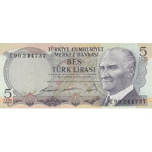 Turkey, 5 Lira, 1968, UNC, p179, E90