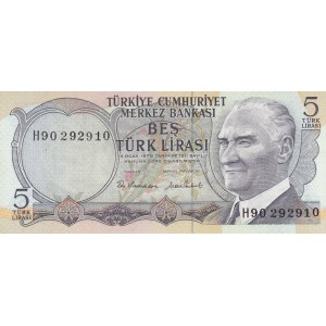Turkey, 5 Lira, 1976, UNC, p185, H90