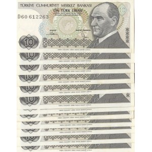 Turkey, 10 Lira, 1966, UNC, p180, (Total 20 banknotes)